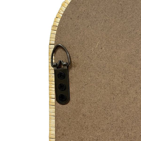 English Elm 39.00x26.00x1.20" Handwoven Rattan Arched Wall Mirror Bohemian Organic Accent B035P437551