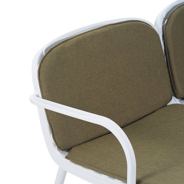 English Elm Christopher Knight Home® - Luna Outdoor Loveseat - Stylish White Frame With Plush Green Cushions For Modern Patio Comfort N775P272741W