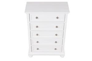 English Elm Meade Contemporary 5-Drawer Chest with Felt-Lined Top, Dovetail Construction & Wood Feet for Style White 39.5 L x 53 W x 20.5 H B078P301541