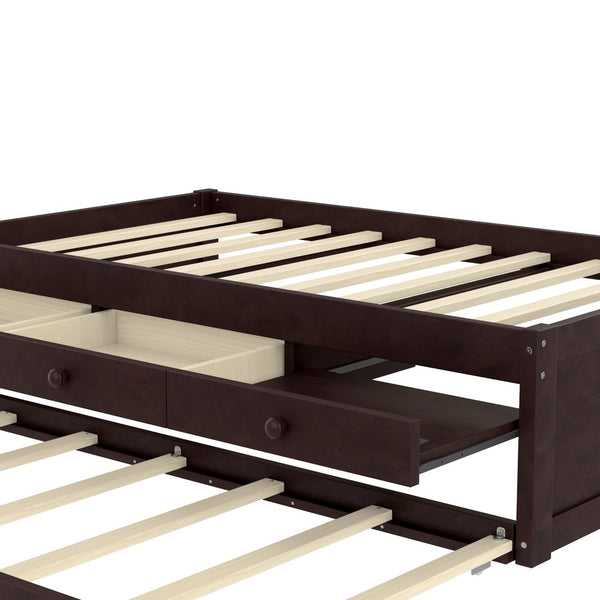 English Elm Twin Triple Metal Bunk Bed Matte Powder Coated Frame with Full Safety Guardrails Espresso W1580S00386