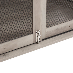 English Elm Farmhouse Dog Cage Crate Furniture with Sliding Barn Door, Secure Metal Latch, Flip-Up Top Access and Removable Divider for Small to Large Dogs (40.94x30.51x6.69) Gray Wash W2275P164727