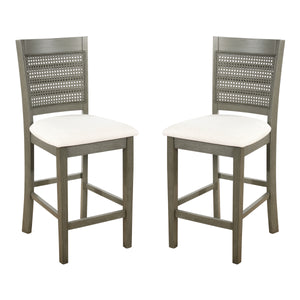 OSP Home Furnishings Walden 24" Cane Back Stool  - Set of 2 Linen / Antique Grey