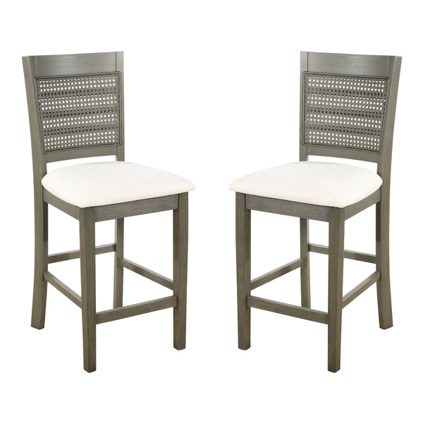 OSP Home Furnishings Walden 24" Cane Back Stool  - Set of 2 Linen / Antique Grey