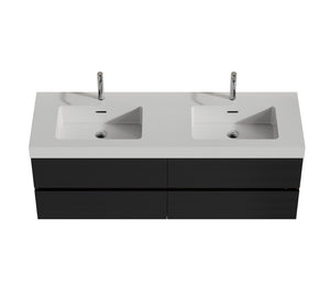 English Elm Emilia 60 Inch Freestanding Oak Vanity with Ceramic Sink and Soft Close Drawers W1865S00192