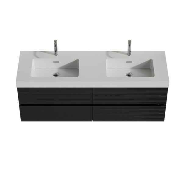 English Elm Emilia 60 Inch Freestanding Oak Vanity with Ceramic Sink and Soft Close Drawers W1865S00192