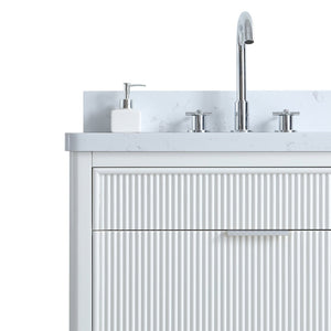 English Elm Fully Assembled 30 Inch Bathroom Vanity Solid Rubberwood Cabinet Carrara Marble Top W1826P439632