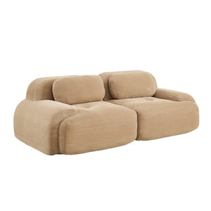English Elm 82'' Curved Modular Sofa Corduroy Upholstered Two Seat Living Room Lounge Camel W714P323636