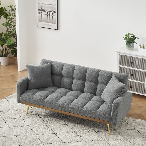 English Elm 69 Convertible Sofa Bed for Small Spaces 69-Inch Fabric Futon with Solid Wood Frame, Comfort Seat Gray W3356P298516