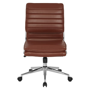 OSP Home Furnishings Armless Mid-back Faux Leather Office Chair with Lumbar Support and Chrome Base Saddle SPX23592C-U41