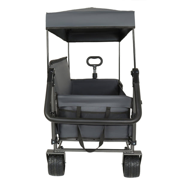 English Elm 3-in-1 Folding Wagon with Canopy Bench Seat 500lb All Terrain Heavy Duty Cart Gray W2932P354212