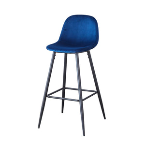English Elm Bar Velvet Counter Stools Set of 2 30" Ergonomic Back Support Velvet Seats Sturdy Metal Legs & Footrest Stylish Durable Assembly Ready Blue B205P205646