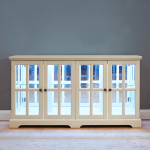 English Elm Led Curio Display Cabinet With Bluetooth Lighting - Antique White Showcase For Collectibles & Décor W1758P387894