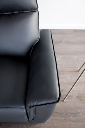 English Elm Black Leather‑Match Recliner Chair with Flared Padded Arms and Welt Trim — Stylish Comfort for Living Room Black 40 L x 31 W x 27 H B2741P387104