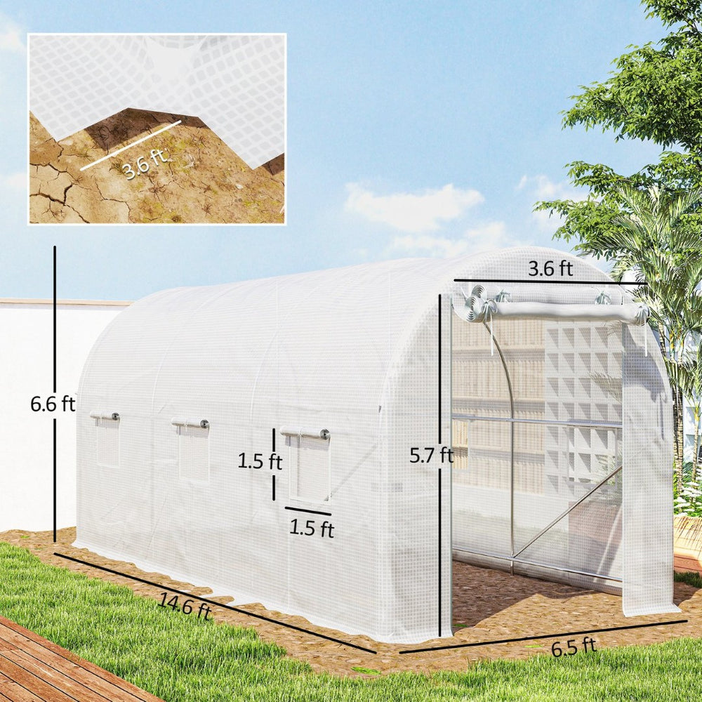 English Elm Walk-in Hoop House Tunnel Greenhouse with Uv Resistant Pe Cover and Galvanized Steel Frame T3971P433555