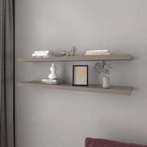 English Elm Floating Shelf Lyle Taupe - Set of 2 Engineered Wood Wall Shelves 47" Space-Saving Modern Decor B092P238742