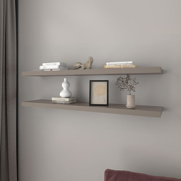 English Elm Floating Shelf Lyle Taupe - Set of 2 Engineered Wood Wall Shelves 47" Space-Saving Modern Decor B092P238742