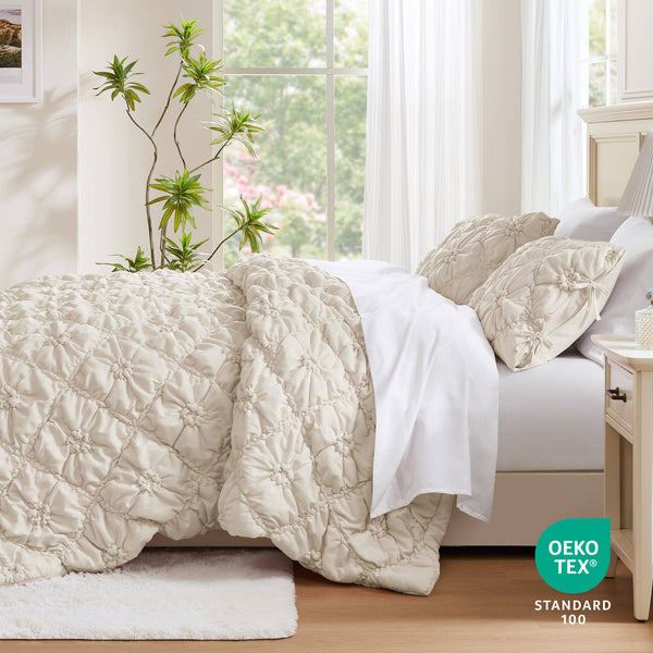 English Elm 3PCS King Comforter Set with Plush Microfiber Fill, Oversized 102"x88" Comforter and Shams Ivory 16.93 L x 12.99 W x 7.87 H B035P366533