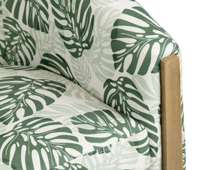 Crestview Collection Coastal Accent Chair - Stylish Green Leaf Design, Durable Fabric, Washable Cushion & Sturdy Frame Green Polyester Cvfzr6147