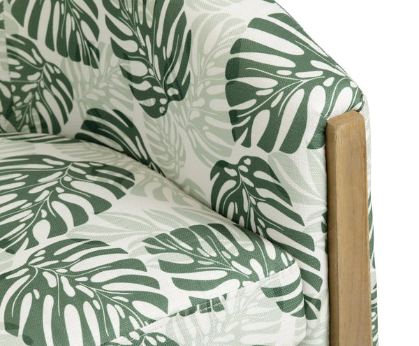 Crestview Collection Coastal Accent Chair - Stylish Green Leaf Design, Durable Fabric, Washable Cushion & Sturdy Frame Green Polyester Cvfzr6147