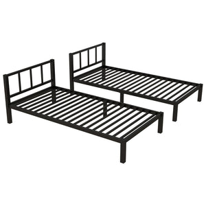 English Elm Twin Metal Triple Bunk Bed For 3, Space-Saving Design With Twin Xl Option, Stylish Black Finish W1580S00070-GIGA