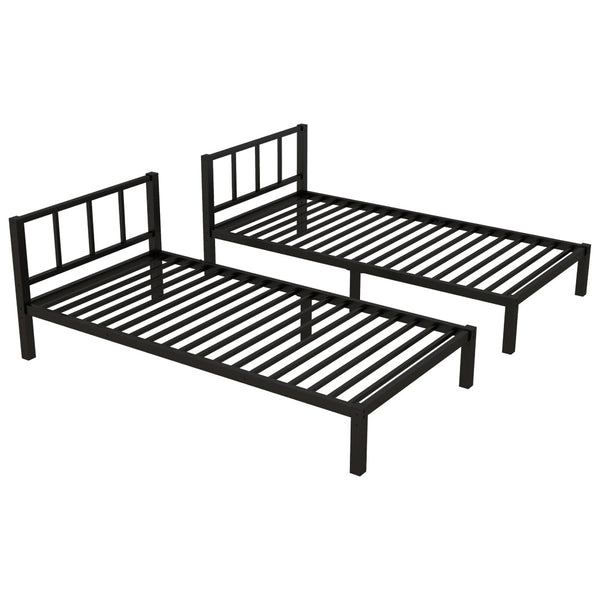 English Elm Twin Metal Triple Bunk Bed For 3, Space-Saving Design With Twin Xl Option, Stylish Black Finish W1580S00070-GIGA