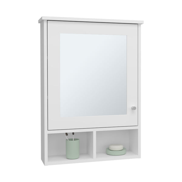 English Elm Medicine Compact Wall Cabinet with Mirror Door, Engineered Wood Storage, Durable, Space-Saving Design White 34.65 L x 23.23 W x 4.72 H B097P250880