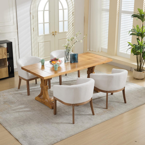 English Elm Mid Velvet Cantilever Dining Chairs Set of 2 — Mid Century Linen Upholstered Rattan Back, Chrome Base, DurableComfort Beige W1143P346923