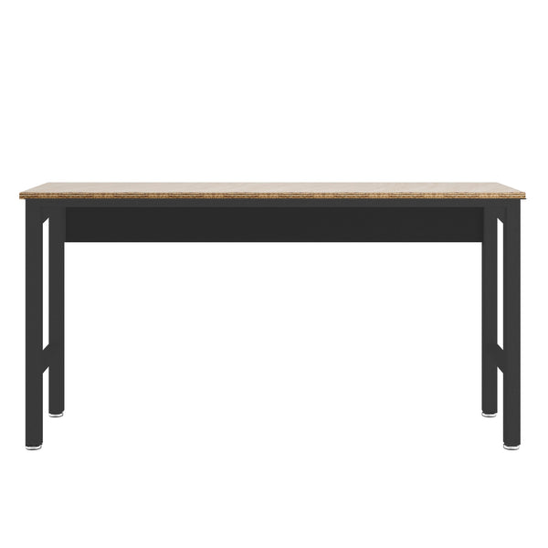 English Elm Fortress 72.4" Garage Work Table Charcoal Grey – Durable Metal Frame, Melamine Top, Cabinet Fitment B365P398233