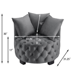 English Elm Contemporary Round Tufted Upholstered Leisure Chair with Crescent Back and Plush Cushion Support Dark Gray W2186P280247