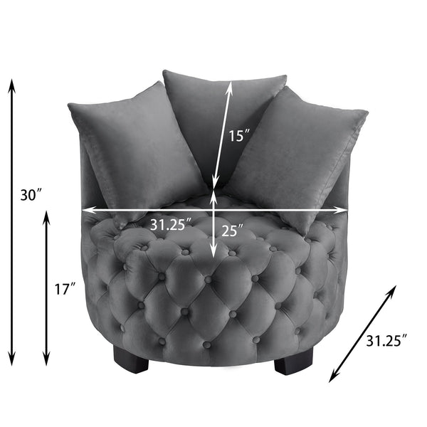 English Elm Contemporary Round Tufted Upholstered Leisure Chair with Crescent Back and Plush Cushion Support Dark Gray W2186P280247