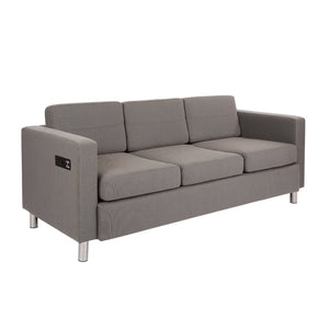 OSP Home Furnishings Atlantic 2 Seat Modern Compact Upholstered Couch with Built-in Usb Charging Chrome Legs Sofa ATL53-895