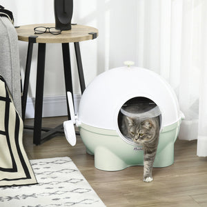 English Elm PawHut Multifunctional Hidden Litter Box TV Stand for Two Cats with Double Doors, Sand Pad, Vents Green W2225P217604