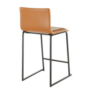 English Elm Mara 26" Modern Counter Stools Set Of 2 In Black Metal & Camel Faux Leather – Stylish Comfort B202P222057