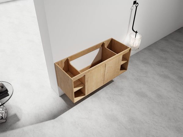 English Elm 48" Wall Mounted Bathroom Vanity With Soft Closing Doors, Open Storage, Stylish & Durable Design W999125012