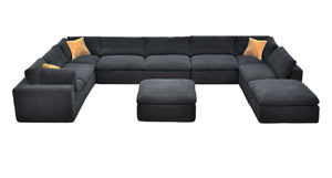 English Elm Coffee Bean Fabric Modular Sectional Sofa with Toss Pillows for Living Room B2748S00086