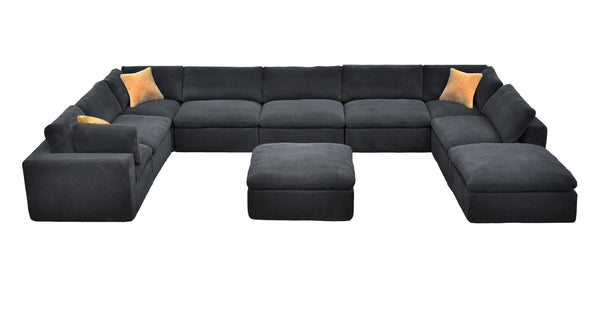 English Elm Coffee Bean Fabric Modular Sectional Sofa with Toss Pillows for Living Room B2748S00086
