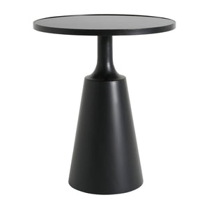 English Elm Modern Round Accent Table Marble Laminate Top Matte Black Iron Base Living Room N770P412286B