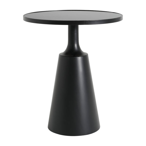 English Elm Modern Round Accent Table Marble Laminate Top Matte Black Iron Base Living Room N770P412286B