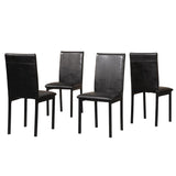 English Elm Citico 5-Piece Metal Dinette Set With Laminated Off-White Faux Marble Top, 4 Black Chairs