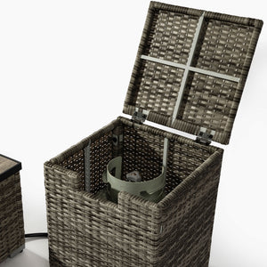 English Elm 32" Outdoor Propane Fire Pit Table with Ceramic Top, 50,000 BTU Stainless Steel Burner, Wicker Base and Tank Cover Beige W853P202196