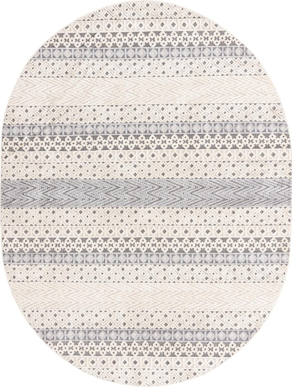 Unique Loom Arlo Matti Machine Made Striped Rug Sandy Beige, Beige/Gray 7' 10" x 10' 0"
