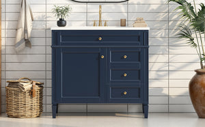 English Elm 36'' Modern Bathroom Vanity With Storage, Elegant Single Sink Design, 2 Drawers & Tip-Out Drawer N710S136004C