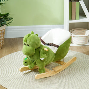 English Elm Qaba Plush Dinosaur Toddler Rocker with 32 Songs Hand Puppet and Safe Wooden Base W2225P249743