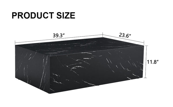 English Elm 39.3*23.6*11.8 Inch Mdf Low Profile Coffee Table with Bold Marble Texture Living Room W1151P433597