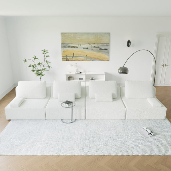 English Elm Oversized Modular Sectional Sofa - Luxurious Boucle Couch, Flexible Design, Comfortable For 3-5 People W3361S00017-GIGA