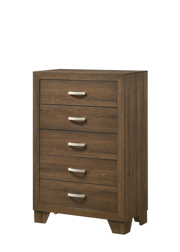 English Elm Miquell Modern Oak-Style Dresser with Six Smooth-Glide Drawers, Geometric Block Legs, Durable Finish Oak 48 L x 20 W x 32 H B2726P261894