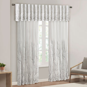 JLA Home Madison Park - Faux Silk Embroidered Window Valance with Tree Branch Motif, Lined Drapery, Rod Pocket, Privacy Enhancing MP41-4569