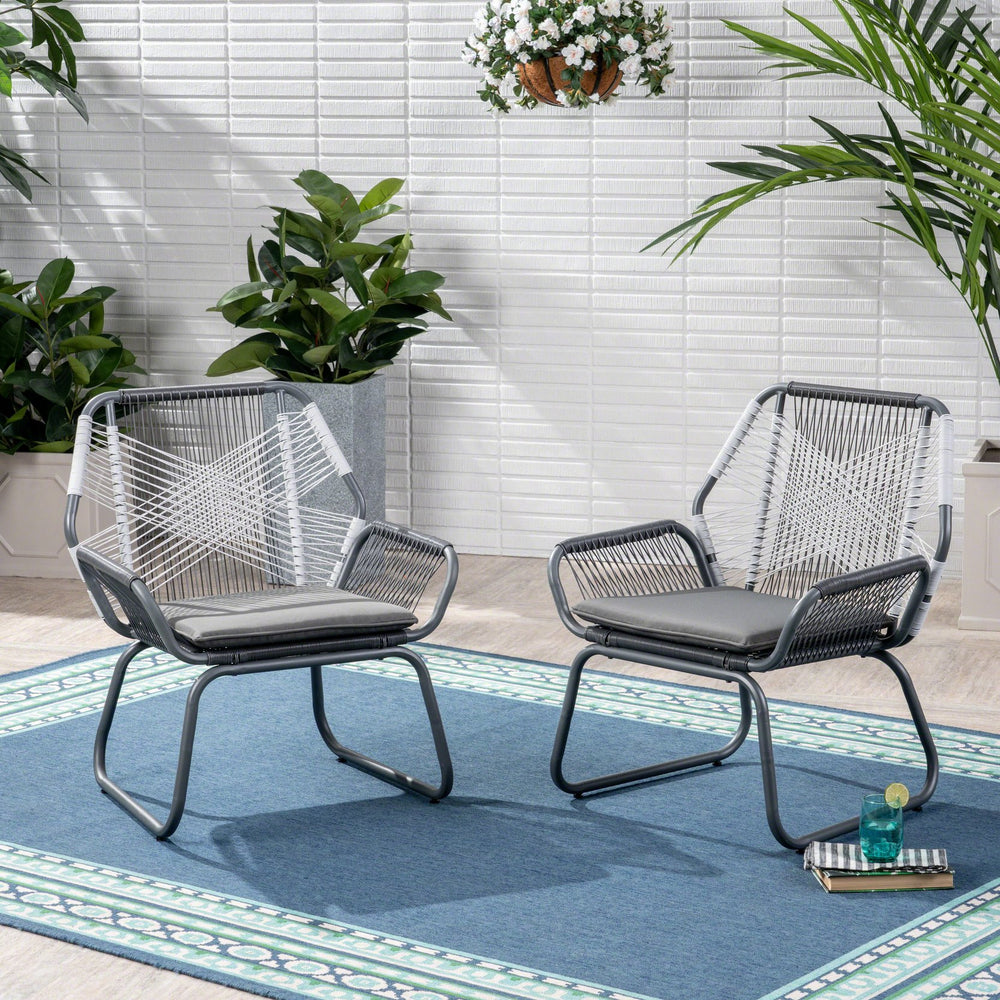 English Elm Christopher Knight Home® - MILAN Club Chair Set for Outdoors, Gray PE Rattan & Steel Frame, Water-Resistant Cushions, Modern Elegance 62331.00CGRY