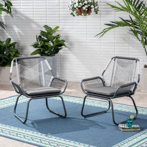 English Elm Christopher Knight Home® - MILAN Club Chair Set for Outdoors, Gray PE Rattan & Steel Frame, Water-Resistant Cushions, Modern Elegance 62331.00CGRY