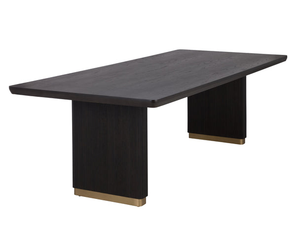 Sunpan Kalla Dining Table - Elegant Oak Design with Brushed Gold Accents for Contemporary Dining Spaces Rectangular - 96W x 44D x 30.25H